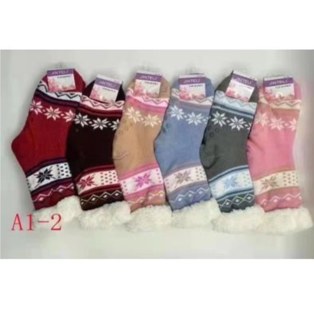 6pairs Christmas Winter Fluffy Thermal Sherpa Slipper Socks