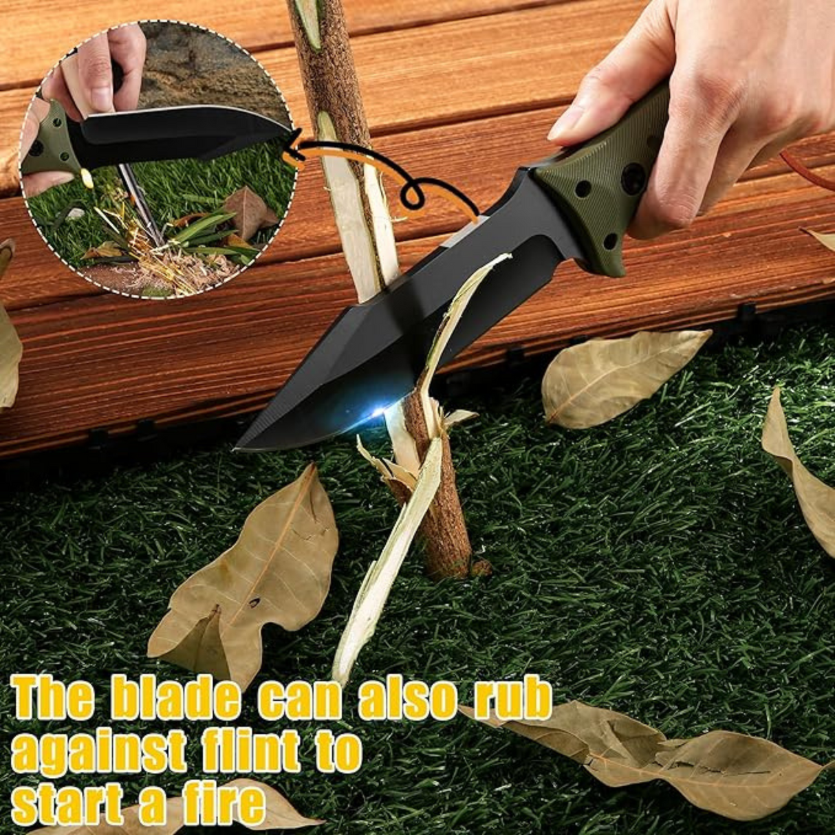 Heavy Duty Outdoor Fixed Blade Survival Knife with Kydex Sheath