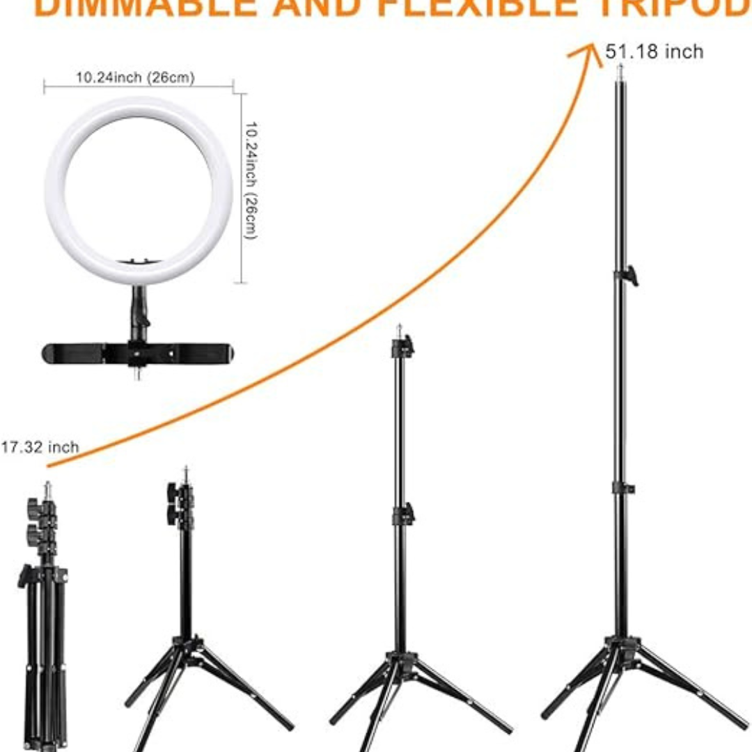 Mountdog 10inch LED Circle Selfie Ring Light with Tripod Stand