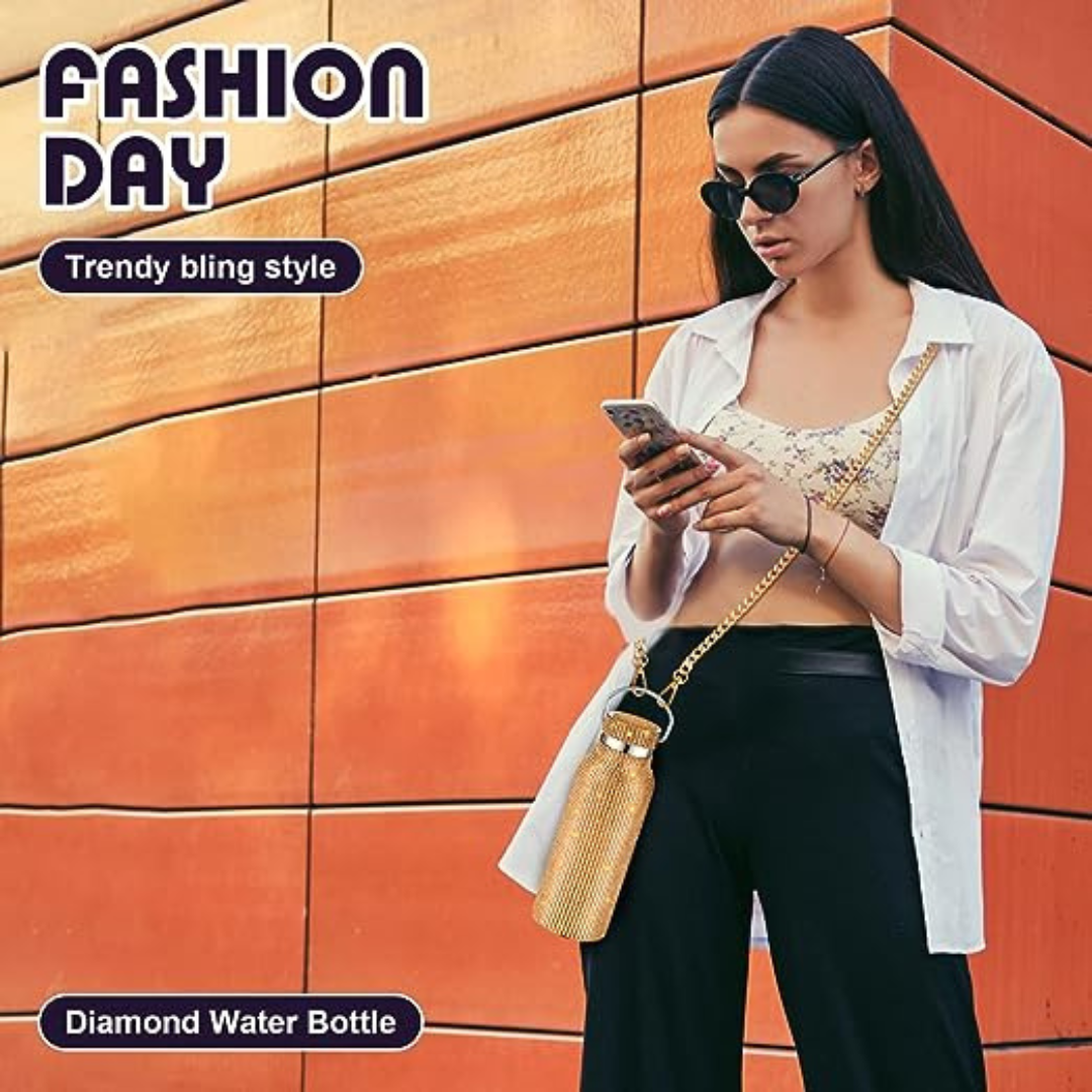 Sparkling Diamond Stainless Steel Insulated Tumbler with Chain