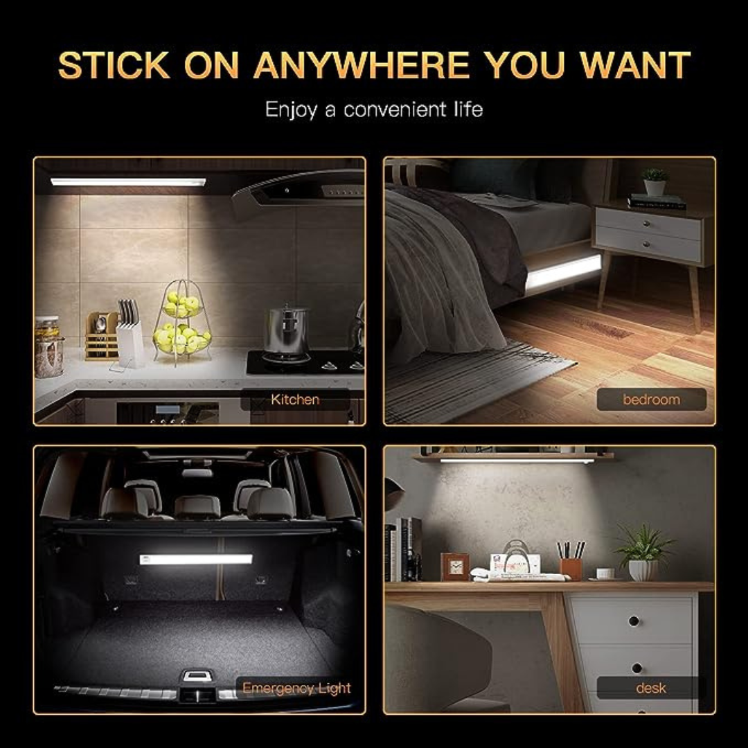 71 LED Under Cabinet Lights Motion Sensor 1500mAh USB Rechargeable 40cm