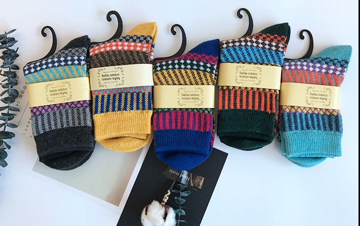 Ladies Winter Socks, Vintage Casual Boat Socks (5 pairs)