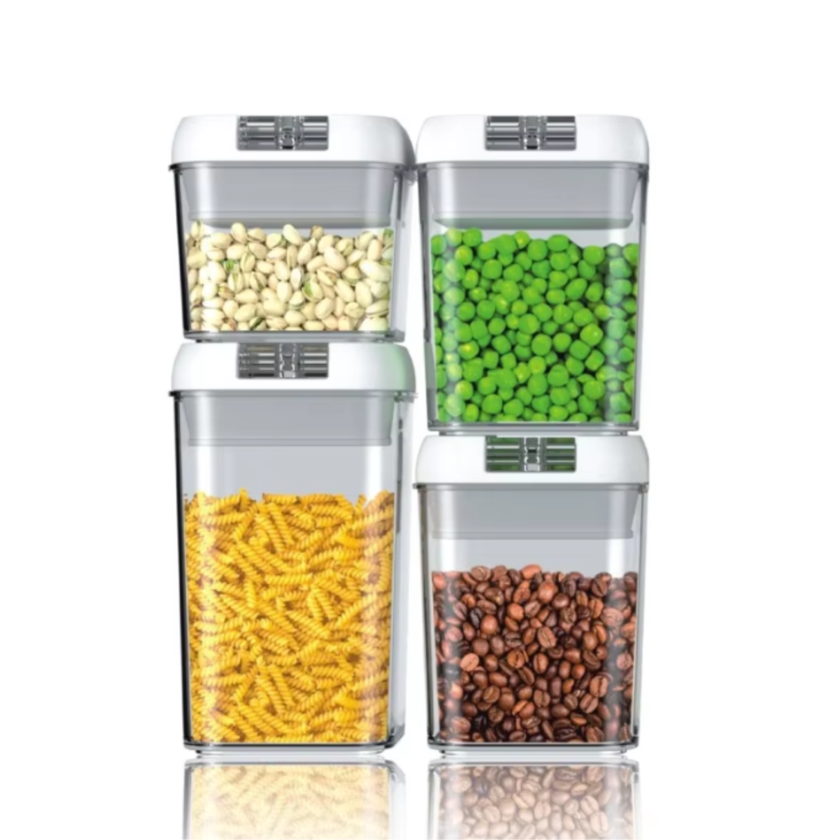 4 Piece Kitchen Durable Square Clear Airtight Food Container