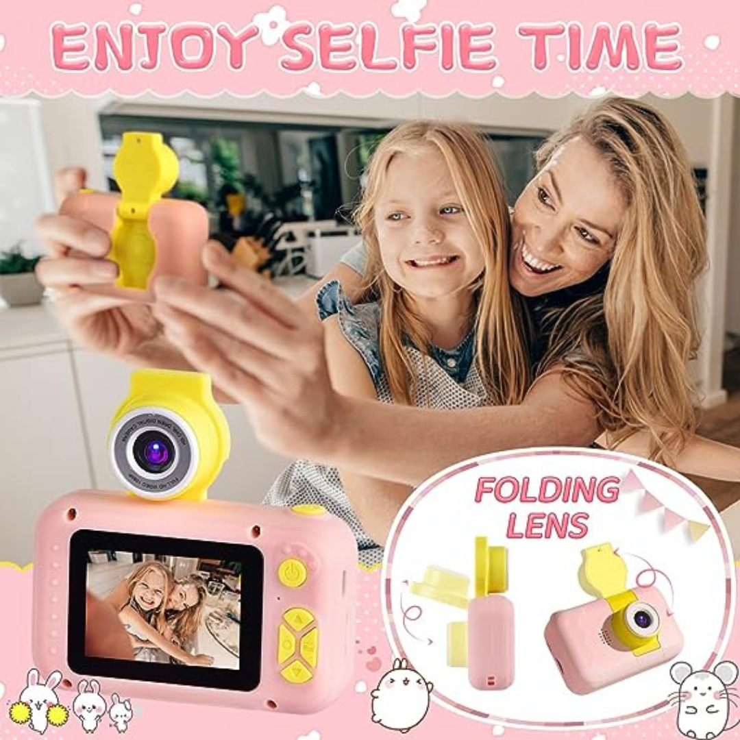 Kids Selfie Camera and HD Digital Video Camera with 32GB SD Card Pink
