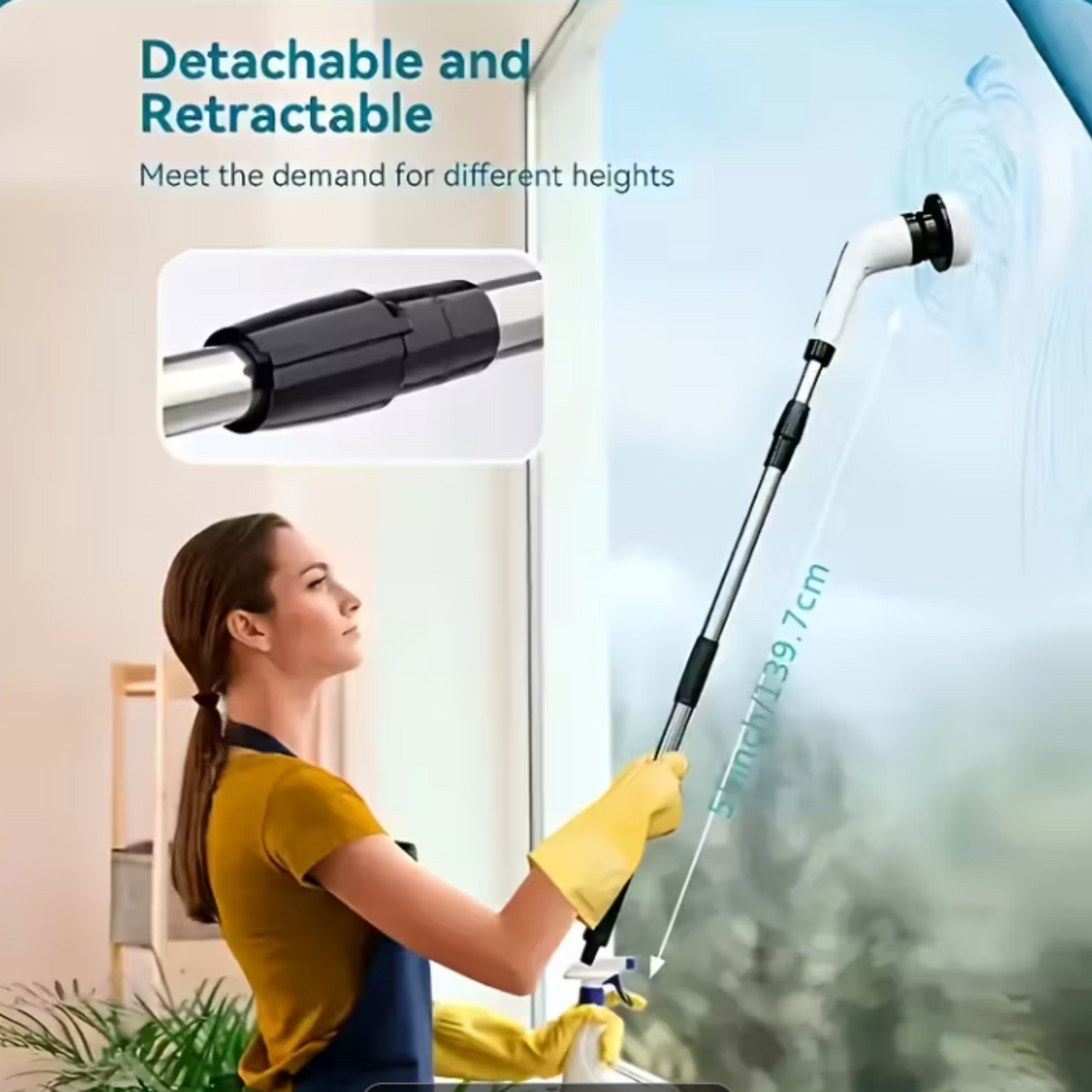 9 in 1 Electric Rotating Cleaning Brush with Replaceable Heads and Adjustable Telescopic Handle