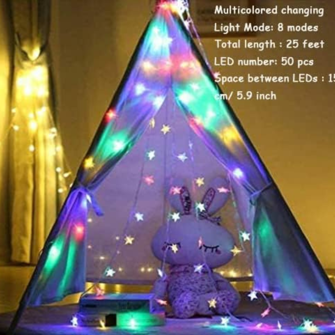 Star String Lights 32.8ft 50LED Battery Operated with 8 Modes Color Changing and Remote Control