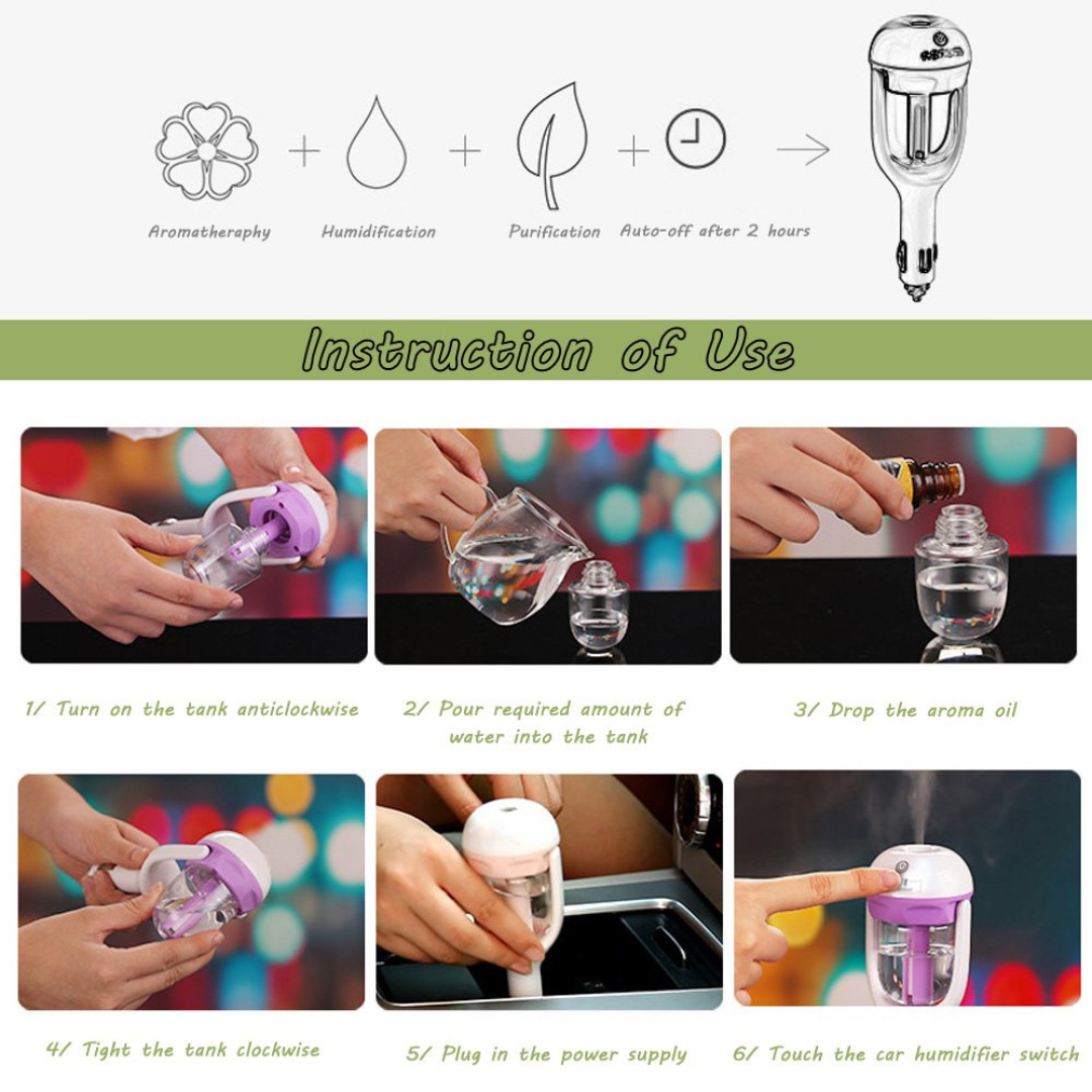Mini Car Charger Port Air Humidifier Travel Portable Ultrasonic Aroma Mist Humidifiers