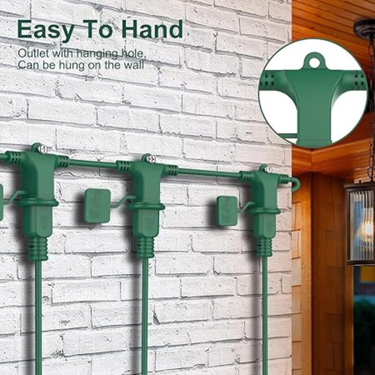 50FT Long Green Waterproof Extension Cord with 6 Outlets