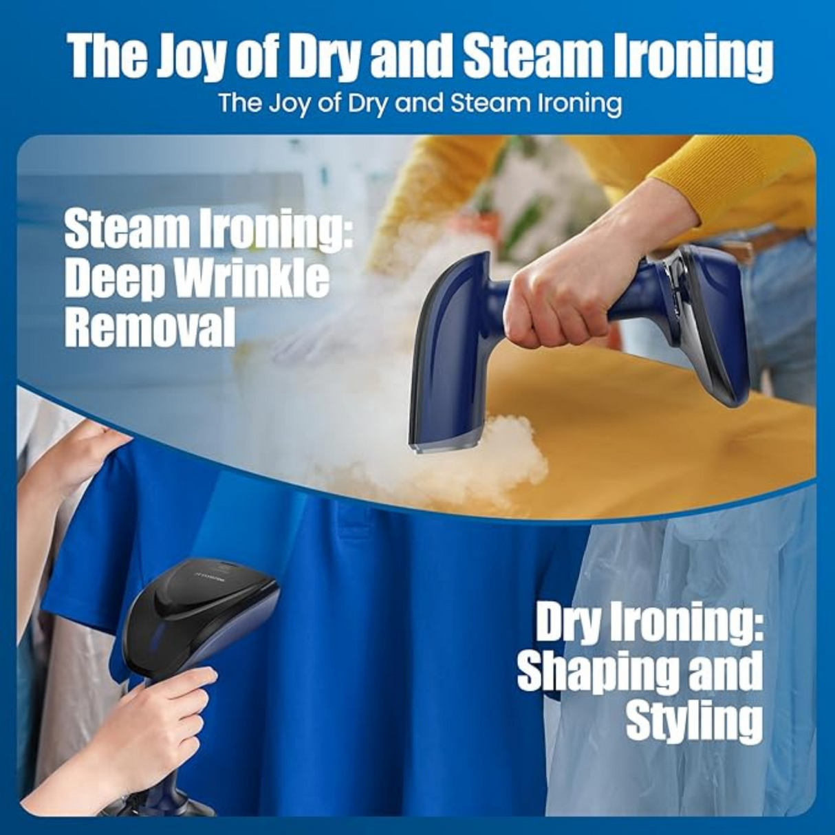 Powerful Handheld Fabric Steamer 1800W with Fast Ceramic Heat-Up Plate