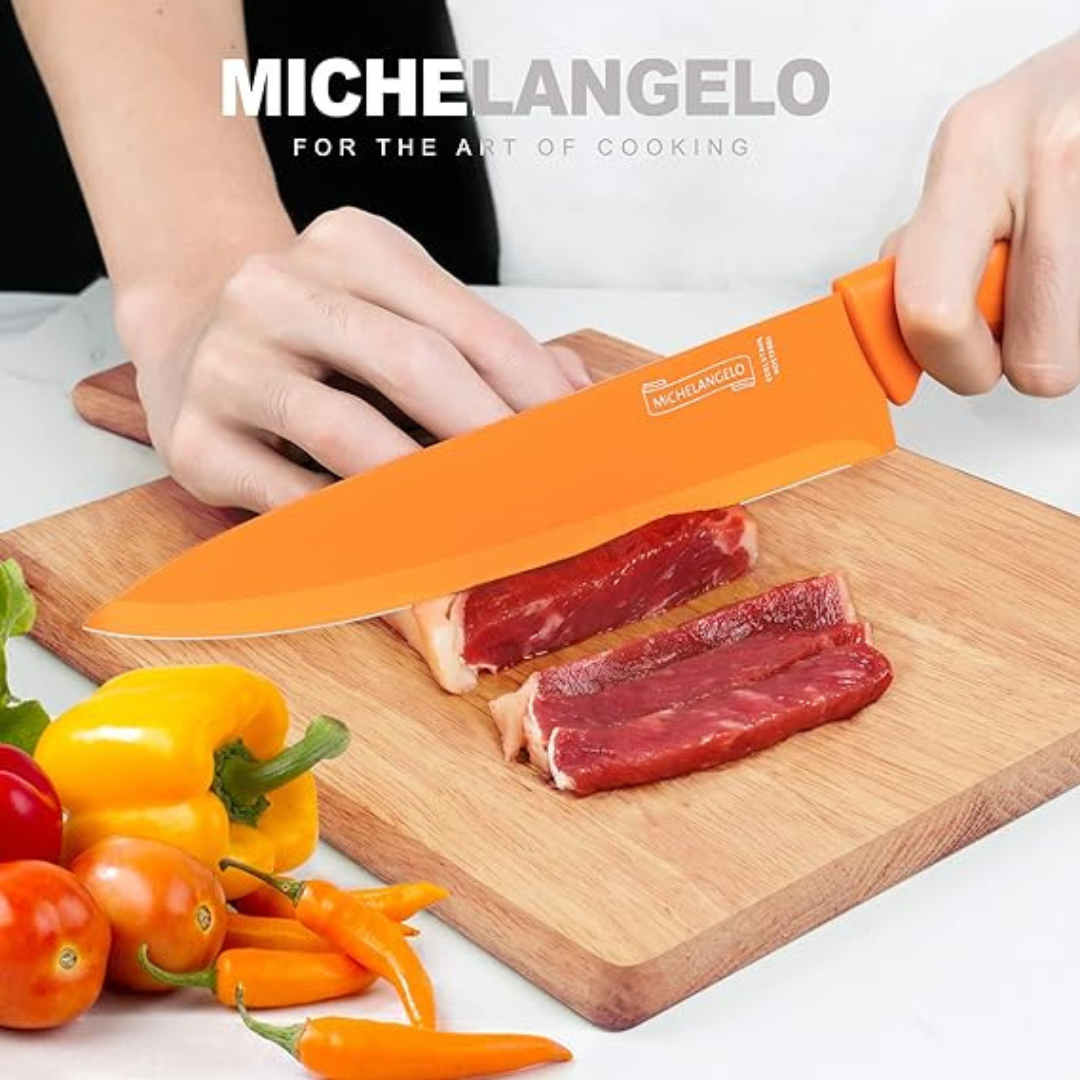 Michelangelo Colorful Stainless Steel Kitchen Knife 10 Piece Set
