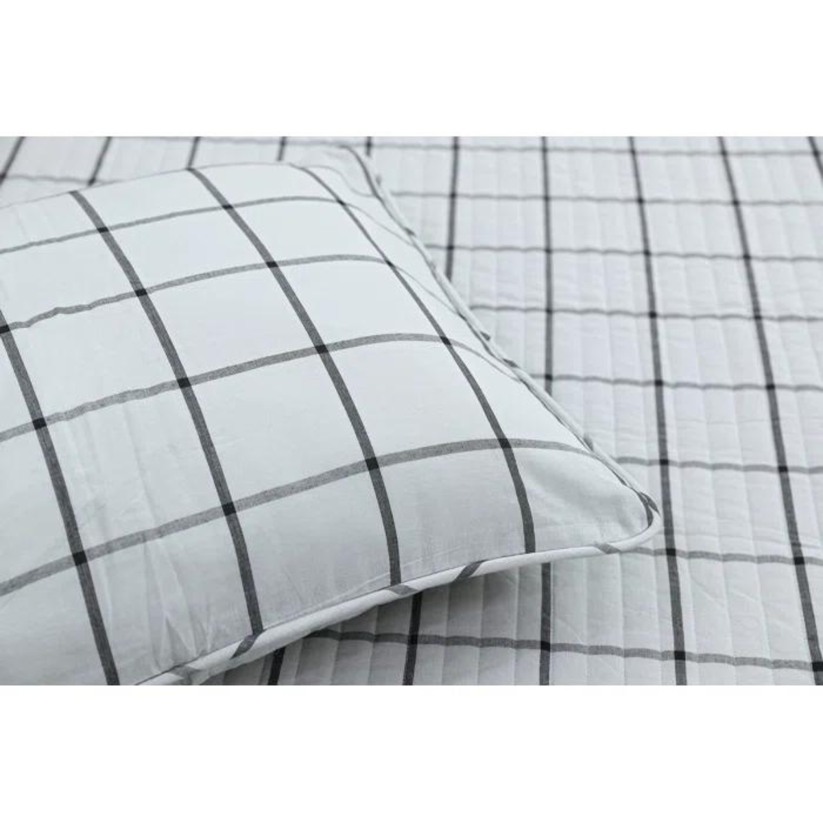 Anwari Cotton Sateen Plaid Coverlet Set