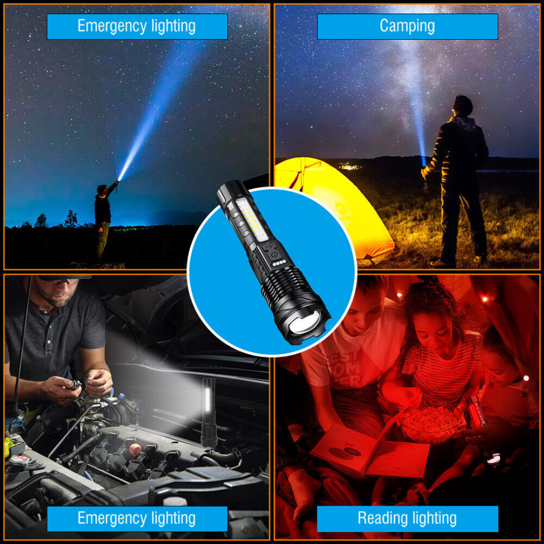 Outdoor Cob Strong Light Waterproof Handheld Flashlight USB Rechargeable
