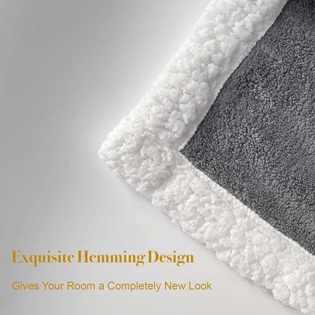 Cozcot Reversible Sherpa Fleece Flannel Throw Blanket