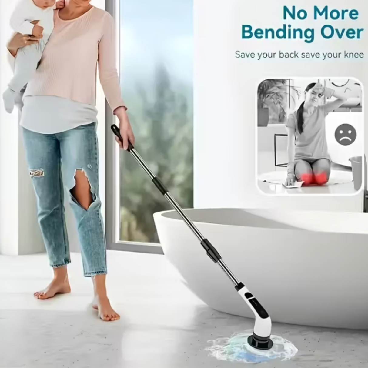 9 in 1 Electric Rotating Cleaning Brush with Replaceable Heads and Adjustable Telescopic Handle
