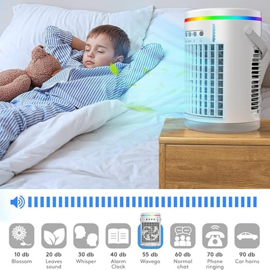 Portable Mini Air Conditioner with Humidifier and 7 Color Lights