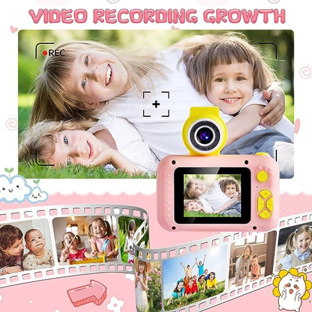 Kids Selfie Camera and HD Digital Video Camera with 32GB SD Card Pink
