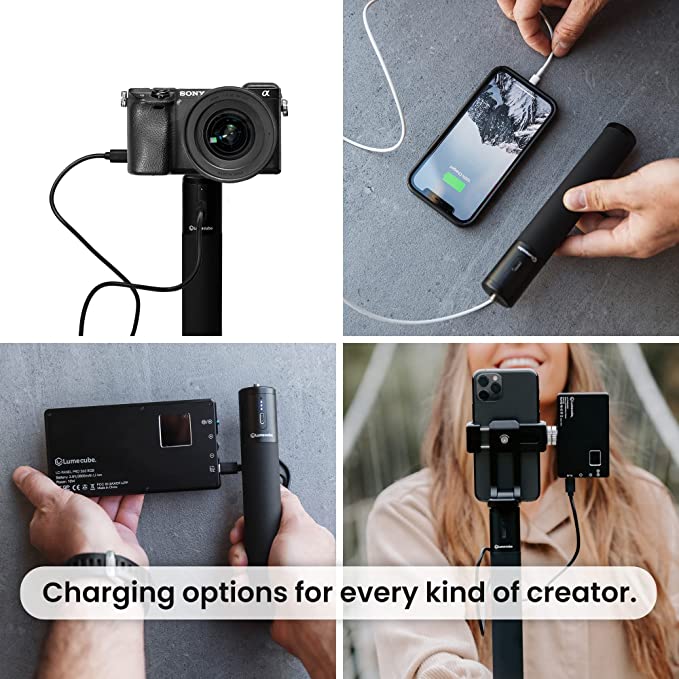 LUME CUBE Power Bank Grip | Portable Charger Handle for DSLR Camera, LED Lights, iPhone, Smartphones & GoPro