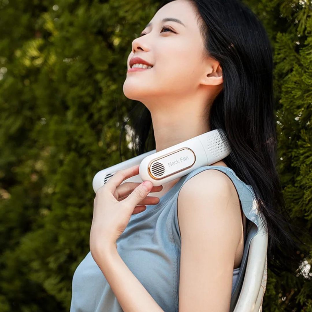 Foldable Bladeless Hanging Neck Fan USB Rechargeable