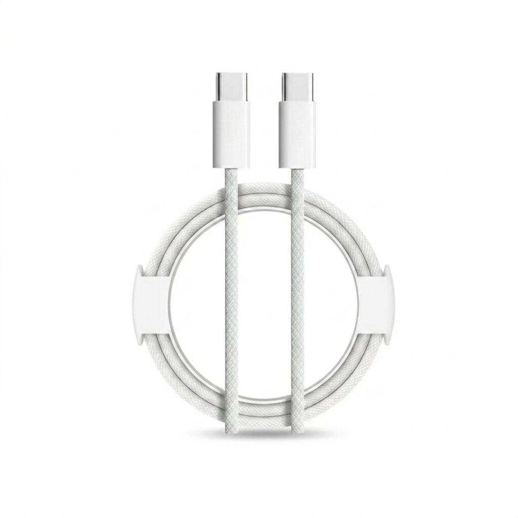 60W USB-C to USB-C charging cable 2 meter on white background.