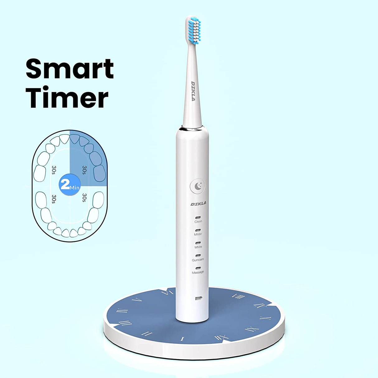 Dikla Electric Rechargeable Powered Toothbrush for Adults, White