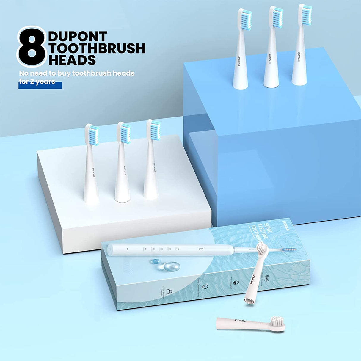 Dikla Electric Rechargeable Powered Toothbrush for Adults, White