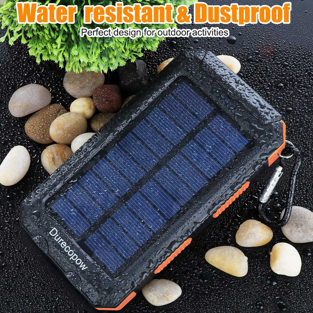 20000mAh Fast Charging Solar Power Bank with Flashlight and Compass