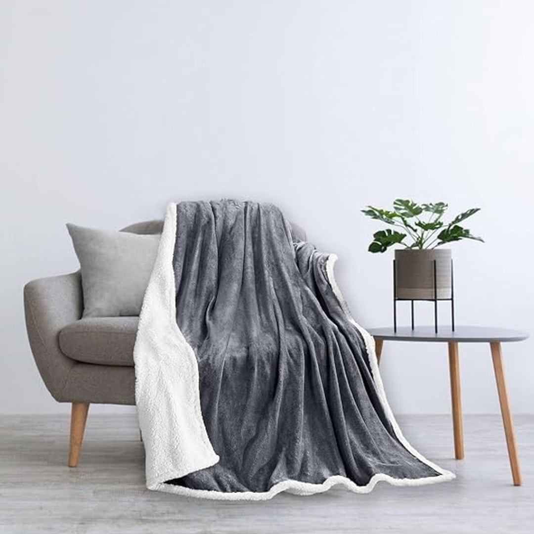 Cozcot Reversible Sherpa Fleece Flannel Throw Blanket