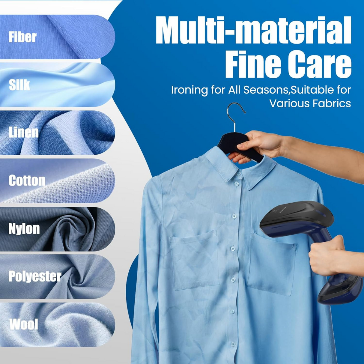 Powerful Handheld Fabric Steamer 1800W with Fast Ceramic Heat-Up Plate