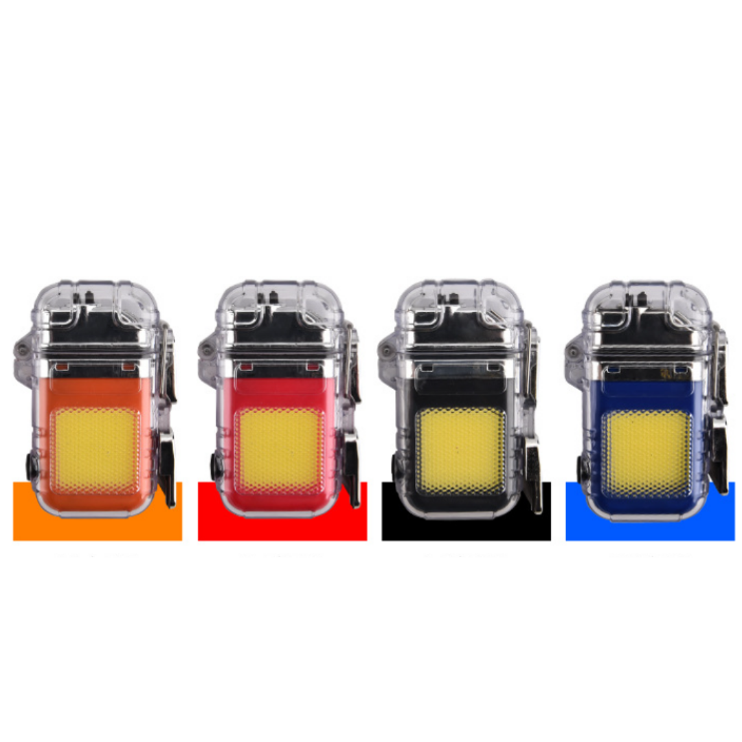 Mini Portable Dual Arc Lighter with LED Flashlight Type-C Rechargeable Transparent Body