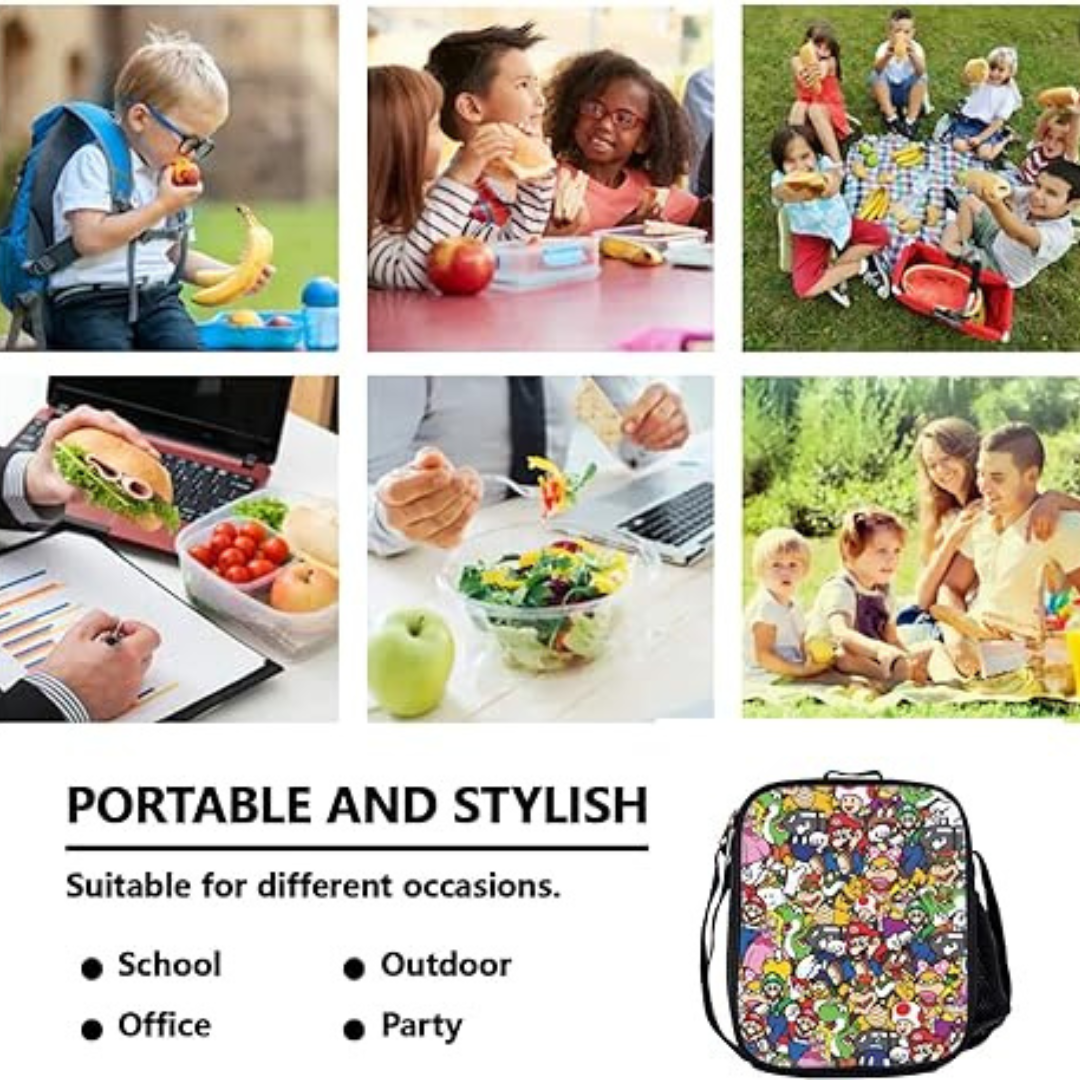 3pcs Set Super Mario Smash Bros Kid's Backpack with Lunch Bag & Pencil Case