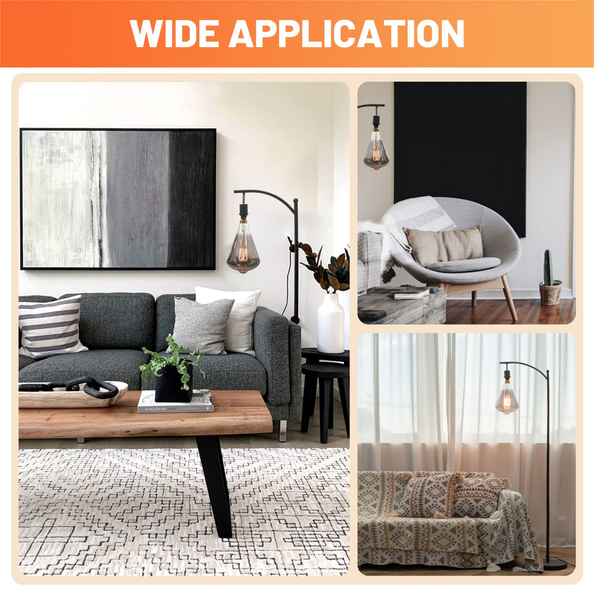 Alampever Oversized Decorative Edison Bulb E26 120V 7W 200LM Dimmable Smoky Glass