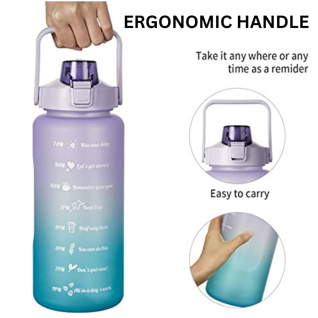 Leakproof Sports Water Bottle Tumbler with Handle and Straw Gradient Matte 2Liters