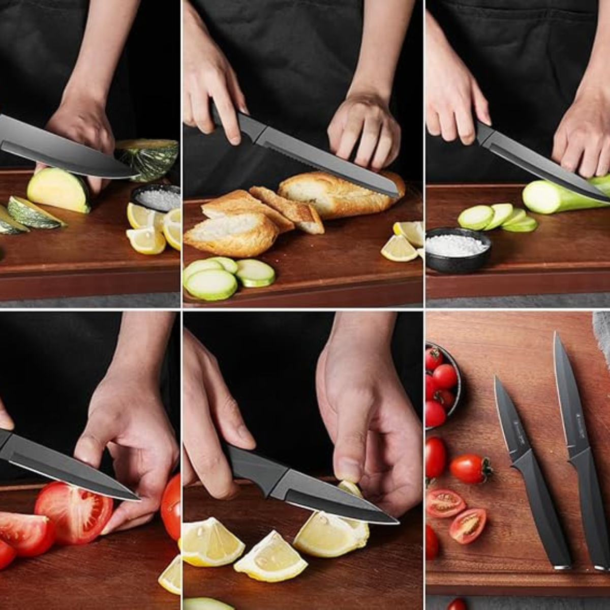 6 piece Block Professional Kitchen Stainless Steel Knife Set