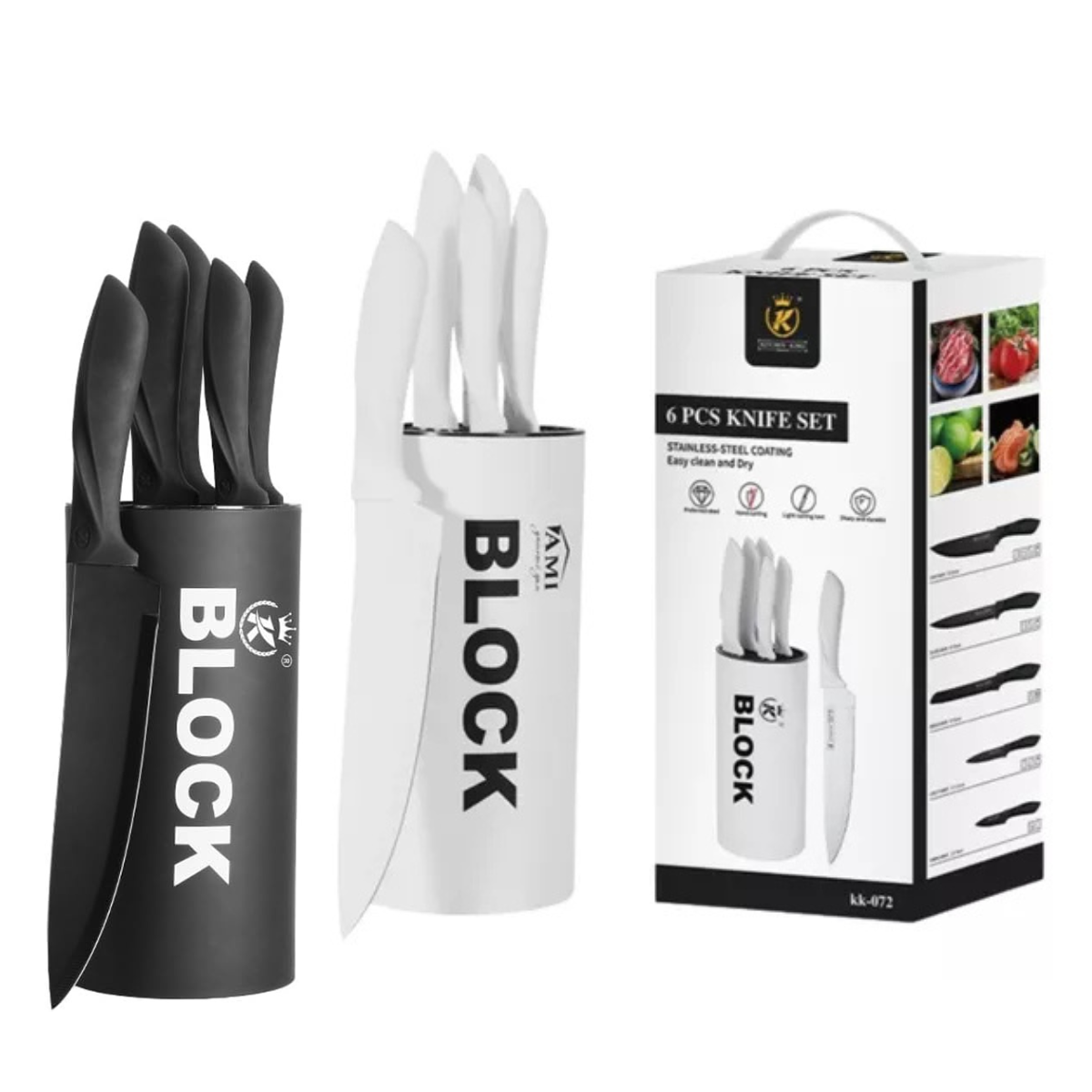 6 piece Block Professional Kitchen Stainless Steel Knife Set