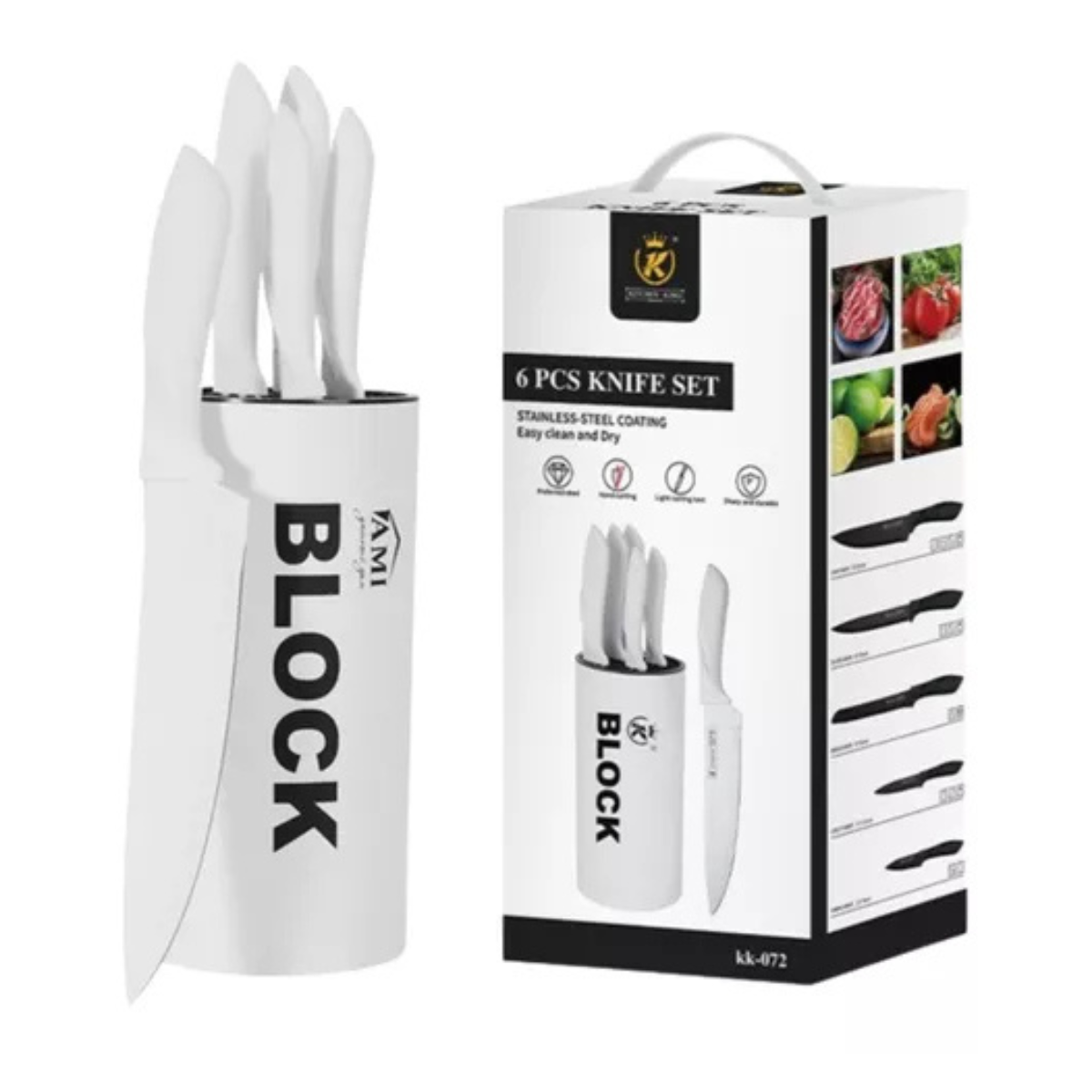 6 piece Block Professional Kitchen Stainless Steel Knife Set