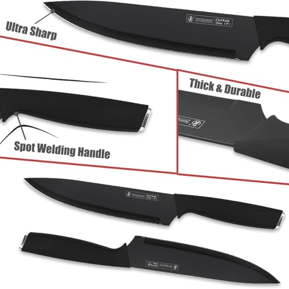 6 piece Block Professional Kitchen Stainless Steel Knife Set