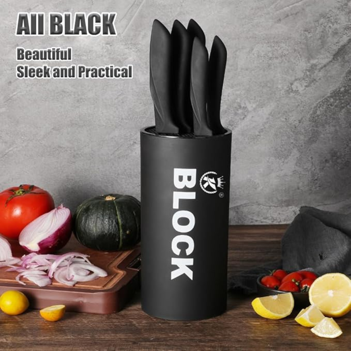 6 piece Block Professional Kitchen Stainless Steel Knife Set