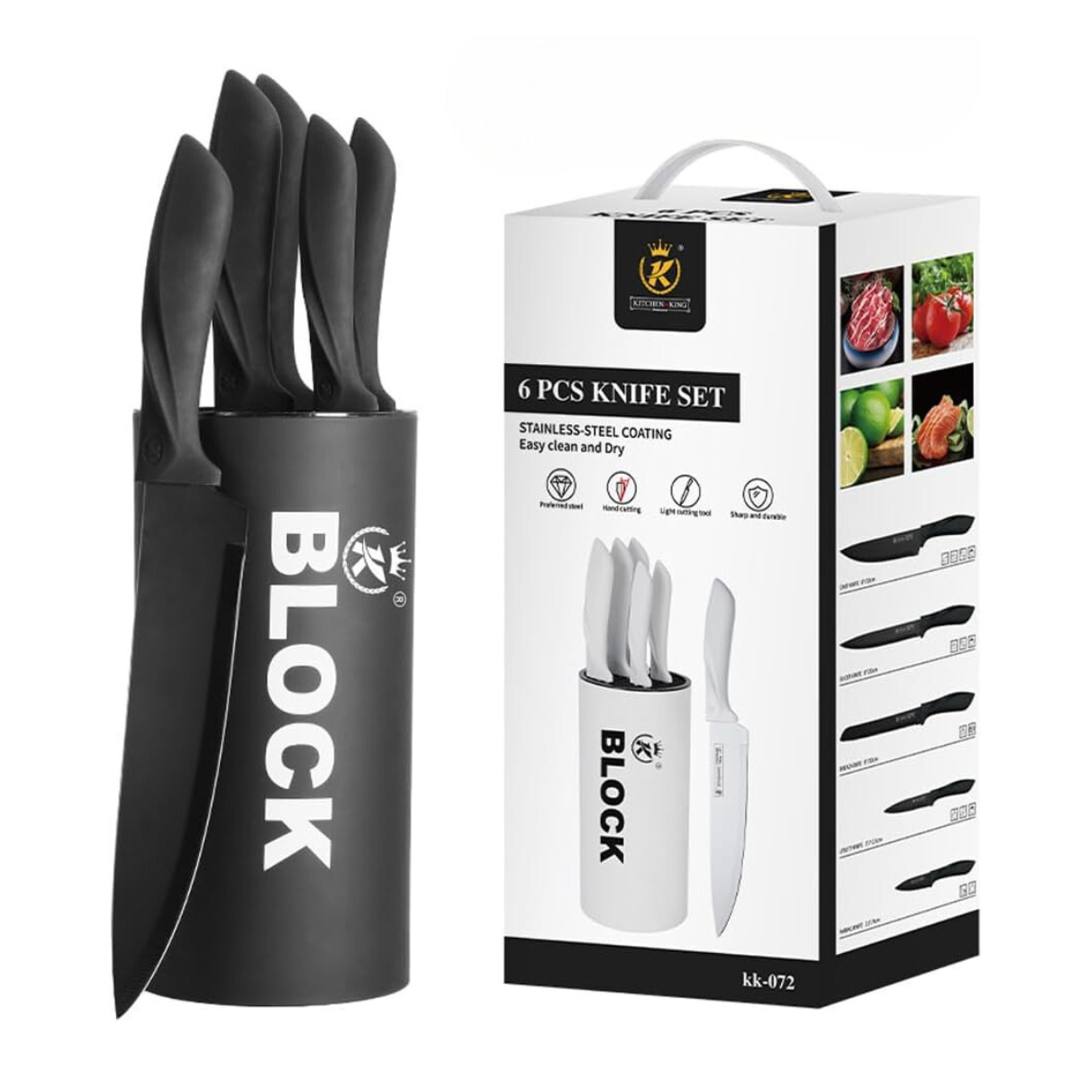 6 piece Block Professional Kitchen Stainless Steel Knife Set