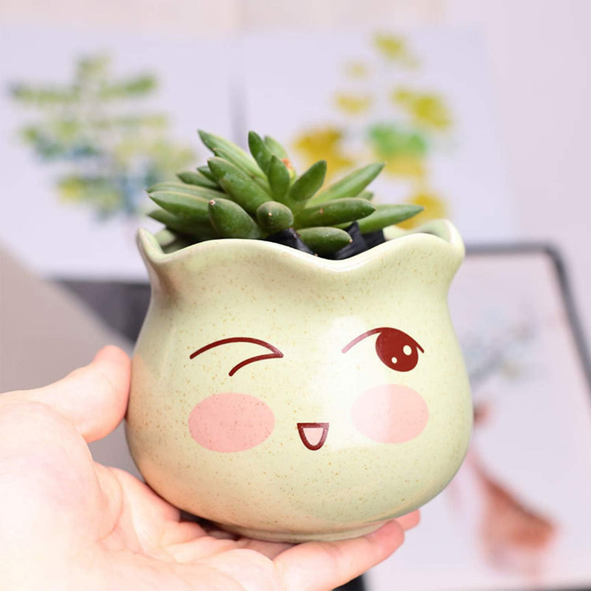 6 piece Flower Pots Ceramic Flowing Glaze Base Serial Set