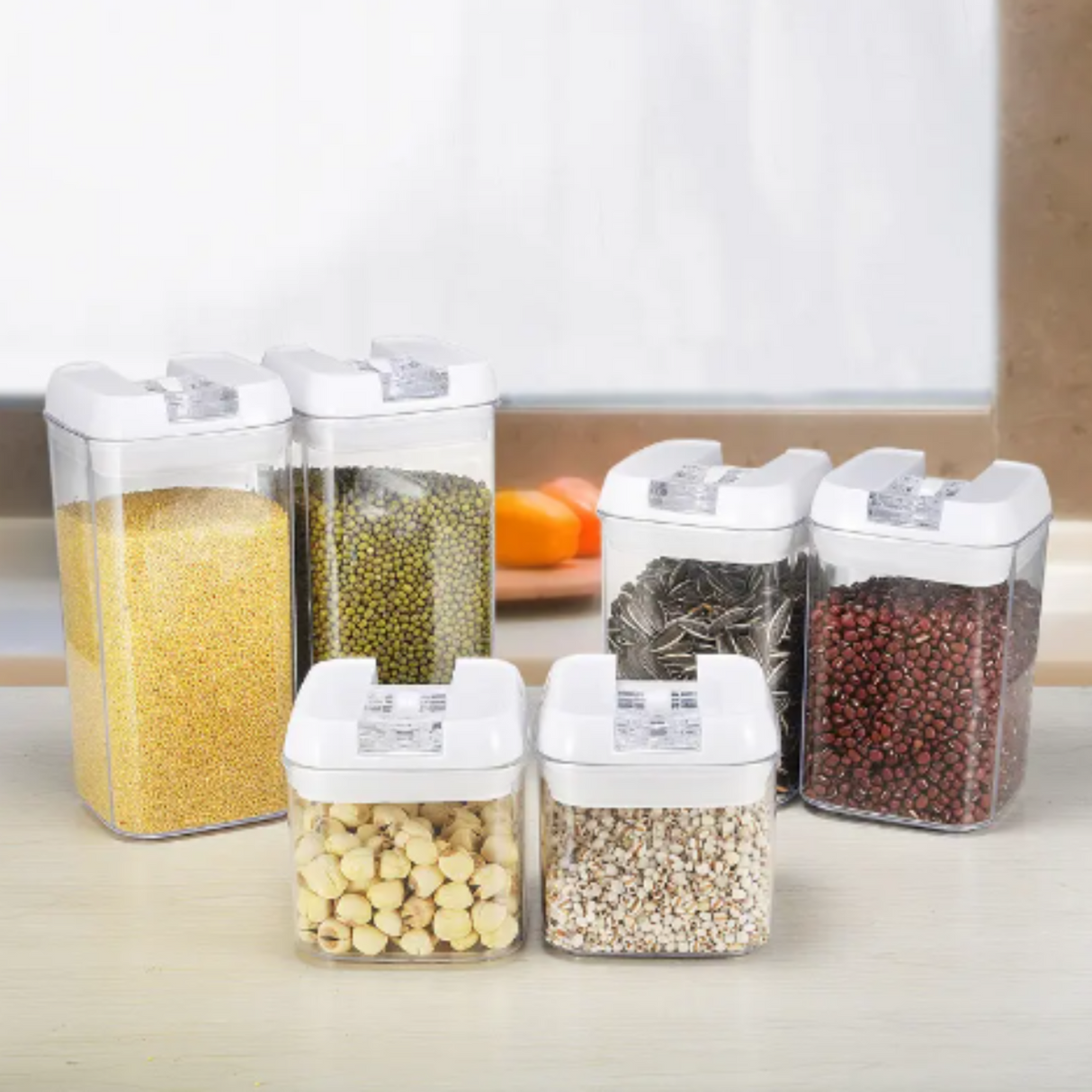 6 Piece Set BPA Free Airtight Kitchen Food Storage Containers