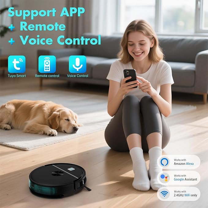 2 in 1 Ecohome Robot Vacuum and Mop Combo 3500Pa Powerful Suction with WiFi and Remote