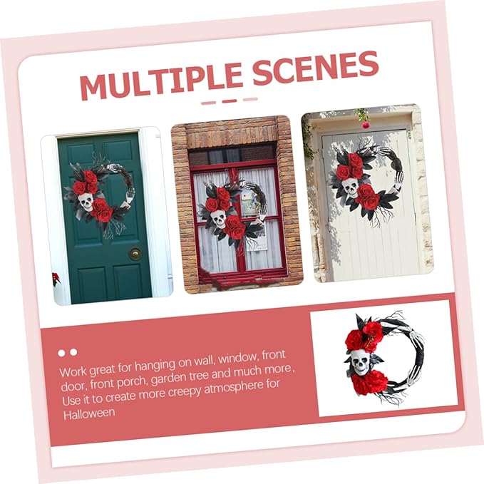 Skull Rose Wreath Halloween Party Ornament