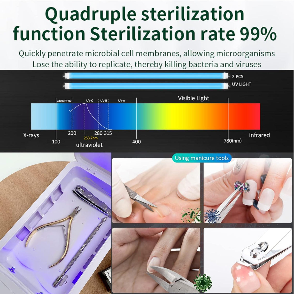 Nail Tool Sterilizer with Blue Light