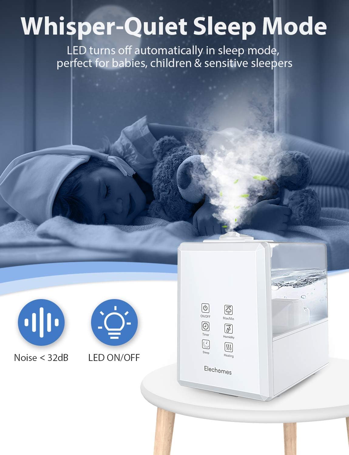 Elechomes Humidifiers for Bedroom UC5501