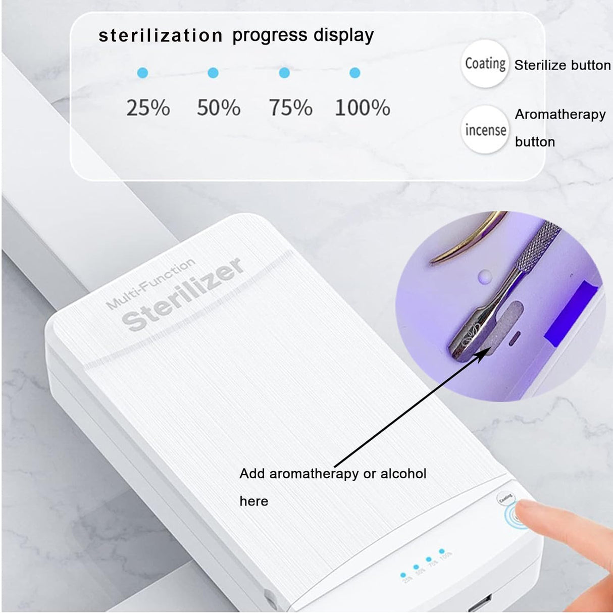 Nail Tool Sterilizer with Blue Light