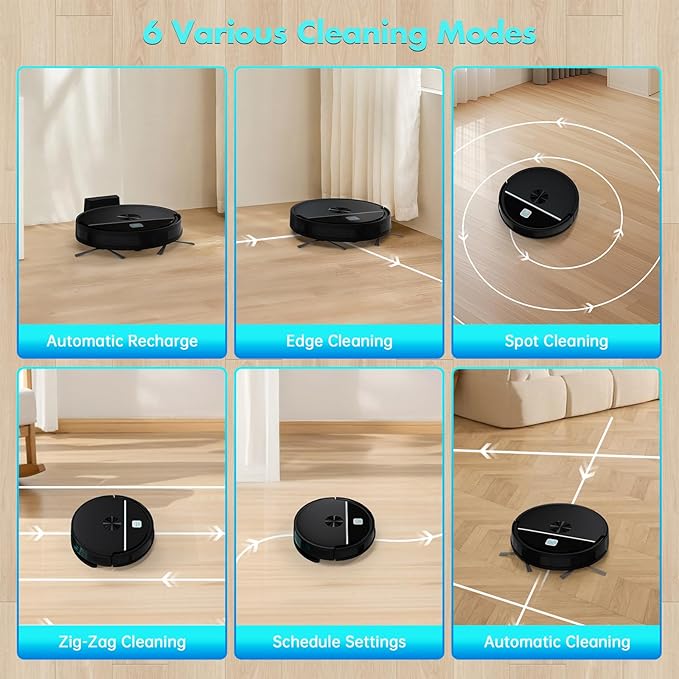 2 in 1 Ecohome Robot Vacuum and Mop Combo 3500Pa Powerful Suction with WiFi and Remote