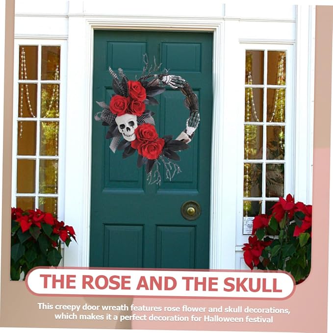 Skull Rose Wreath Halloween Party Ornament