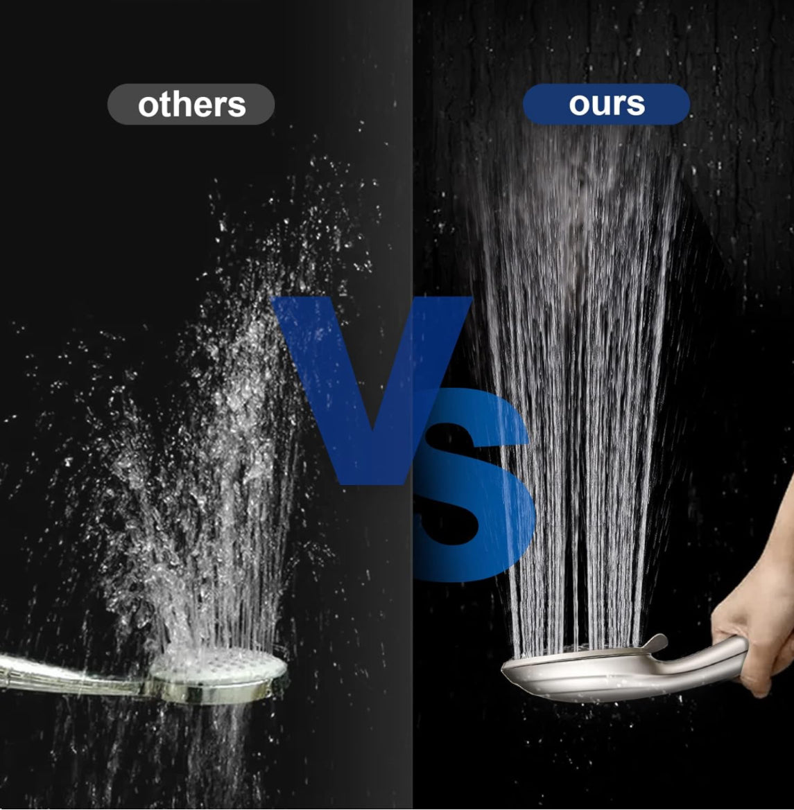 Ushalhue 5" Luxury Handheld Shower 10 Spray Mode Stainless Steel Hose