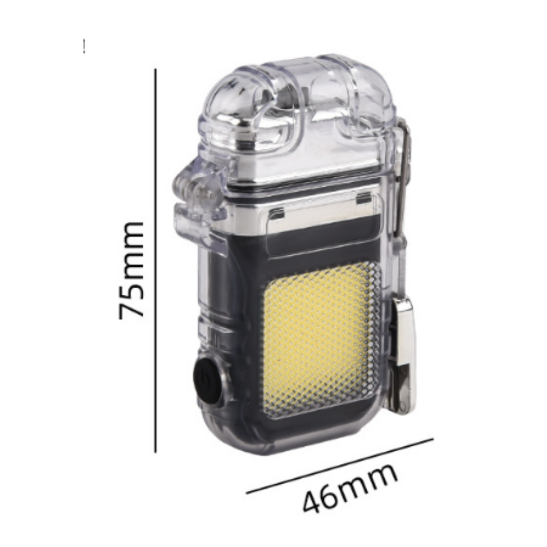 Mini Portable Dual Arc Lighter with LED Flashlight Type-C Rechargeable Transparent Body