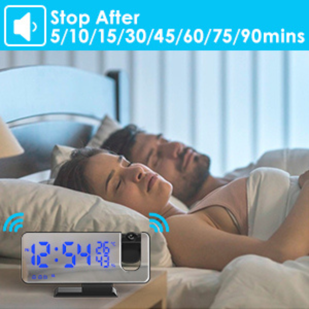 LED Display Projecting Alarm Clock With FM Radio 3 Brightness Levels